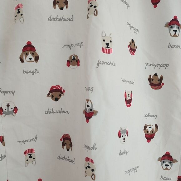 Lands End Shirt Blouse Womens 16P White Christmas Dog Supima Cotton Novelty - Picture 2 of 8